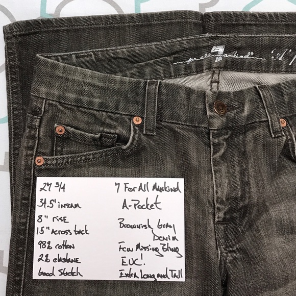 34.5” LONG!💙👖7FAM! A POCKET BROWN👖💙27 3/4 TALL - Picture 6 of 8